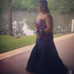 Purple mermaid style prom dress